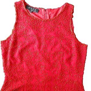 J Kara New York Formal Evening Chiffon Beaded Red Blouse